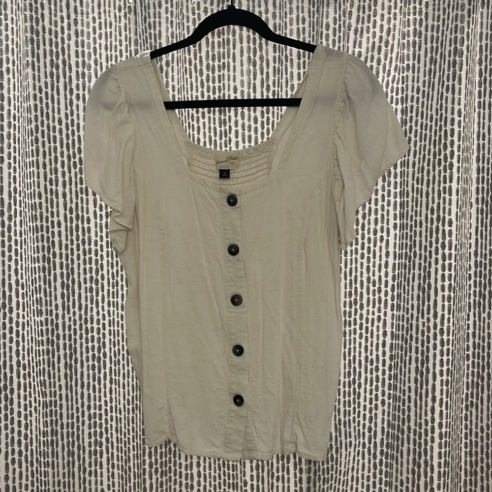 Flowing Cream Top with Buttons